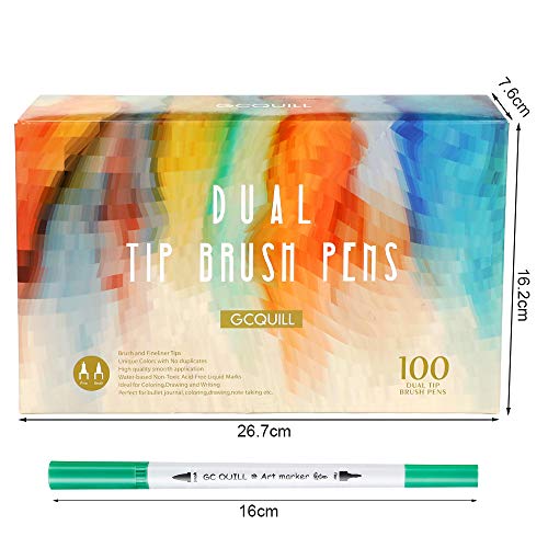 GCQUILL Rotuladores Punta Fina 100 Colores Rotuladores Doble Punta Rotuladores Punta Pincel para Niños, Adultos, Artistas Buen regalo para Fiesta, Navidad, Año Nuevo, Halloween, Pascua