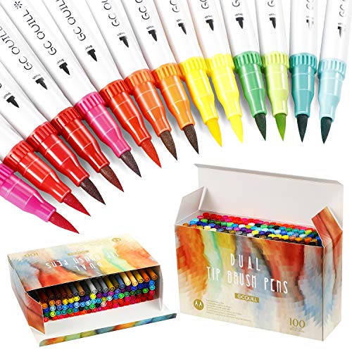 GCQUILL Rotuladores Punta Fina 100 Colores Rotuladores Doble Punta Rotuladores Punta Pincel para Niños, Adultos, Artistas Buen regalo para Fiesta, Navidad, Año Nuevo, Halloween, Pascua