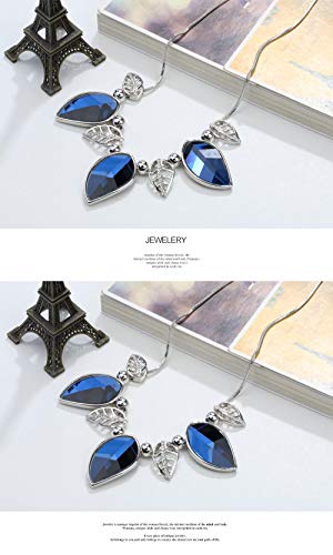 GD&HH Collares para Mujer Cadena De Clavícula Cadena De Suéter Joyas para Mujer, Colgantes Mujer Circón Cristales, Regalos para Mujer，Regalos De Joyería para Mujeres/Tinta Platino Azul