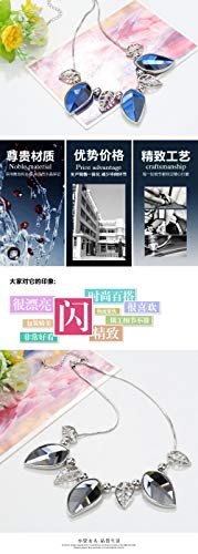 GD&HH Collares para Mujer Cadena De Clavícula Cadena De Suéter Joyas para Mujer, Colgantes Mujer Circón Cristales, Regalos para Mujer，Regalos De Joyería para Mujeres/Tinta Platino Azul