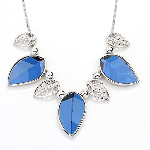 GD&HH Collares para Mujer Cadena De Clavícula Cadena De Suéter Joyas para Mujer, Colgantes Mujer Circón Cristales, Regalos para Mujer，Regalos De Joyería para Mujeres/Tinta Platino Azul