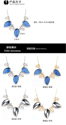 GD&HH Collares para Mujer Cadena De Clavícula Cadena De Suéter Joyas para Mujer, Colgantes Mujer Circón Cristales, Regalos para Mujer，Regalos De Joyería para Mujeres/Tinta Platino Azul