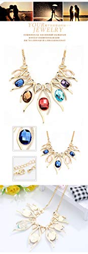 GD&HH Collares para Mujer Cadena De Clavícula Opal Joyas para Mujer, Colgantes Mujer Circón Cristales, Regalos para Mujer，Regalos De Joyería para Mujeres/Tinta Azul