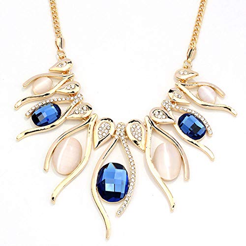GD&HH Collares para Mujer Cadena De Clavícula Opal Joyas para Mujer, Colgantes Mujer Circón Cristales, Regalos para Mujer，Regalos De Joyería para Mujeres/Tinta Azul