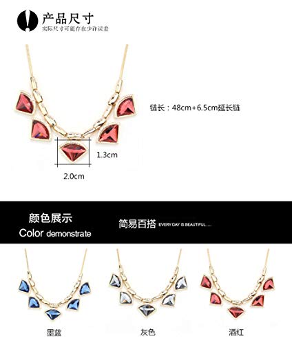 GD&HH Collares para Mujer Sector Exageración Cadena De Clavícula Joyas para Mujer, Colgantes Mujer Circón Cristales, Regalos para Mujer，Regalos De Joyería para Mujeres/Vino Tinto