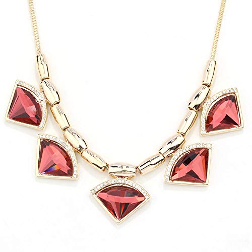 GD&HH Collares para Mujer Sector Exageración Cadena De Clavícula Joyas para Mujer, Colgantes Mujer Circón Cristales, Regalos para Mujer，Regalos De Joyería para Mujeres/Vino Tinto