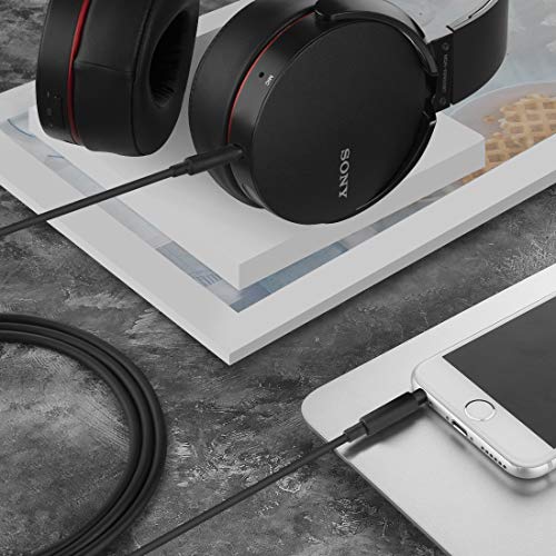 Geekria QuickFit Plus - Cable para auriculares Sony MDR-1000X, 100AAP, 100ABN, XB950BT, XB650BT, XB750BT, MDR-1A y más cable de audio de repuesto para auriculares, color rojo