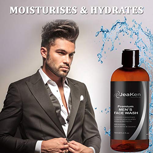 GEL LIMPIADOR FACIAL PARA HOMBRES - Gel Exfoliante Facial Suaviza, Hidrata y Exfolia la Piel y Limpiador de Poros-Infundido Con Aceites Esenciales, Ingredientes Anti Arrugas Ricos En Nutrientes-150ml