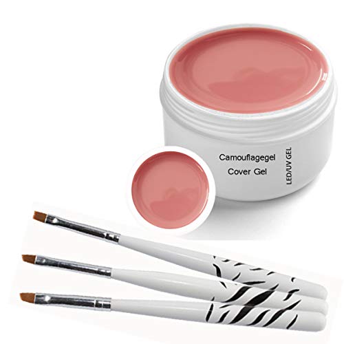 Gel UV - Camouflage- Gel Cover 30ml incluye 3 piezas Conjunto de cepillo