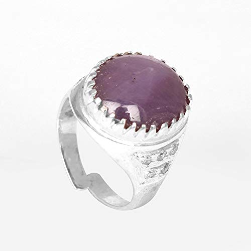 Gemhub - Anillo de plata de ley 925 con circonita cúbica y rubí de estrella roja natural para amor, pasión, orientación y sabiduría