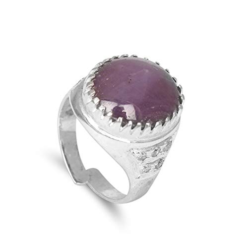 Gemhub - Anillo de plata de ley 925 con circonita cúbica y rubí de estrella roja natural para amor, pasión, orientación y sabiduría