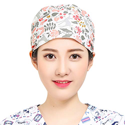 GEMVIE Gorro de Quirófano - Lavable- Robin Hat - Pelo Largo - Ajustable - Estampado -100% algodón Sombreros Mujer