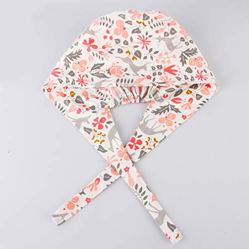GEMVIE Gorro de Quirófano - Lavable- Robin Hat - Pelo Largo - Ajustable - Estampado -100% algodón Sombreros Mujer