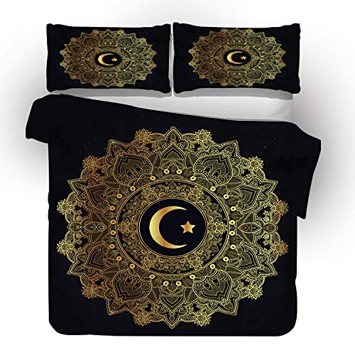 General brand 3 Piezas 260 x 220 cm Fundas de Edredón para Ropa de Cama Incluye 1 Funda Nórdica y 2 Fundas de Almohada - Patrón De Oro