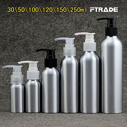 Generic - Bomba de loción de metal vacía de 120 ml, color blanco, 7 tamaños, botellas de aluminio para el cuidado de la piel, botellas de champú plateadas, botellas de cosméticos para bricolaje