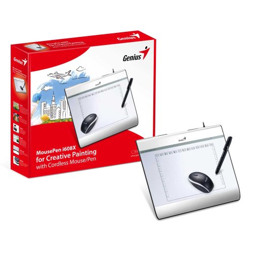 Genius MousePen i608 - Tableta gráfica con lápiz Digital y ratón, Blanco