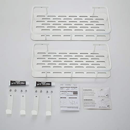 GERUIKE Baño Ducha Estantería Sin Necesidad de Taladrar Estantes de Pared Cesta Autoadhesivo Estante Ducha Sin Taladro para Champú y Gel De Ducha Baño Accesorios Blanco Rectangular 2 Niveles