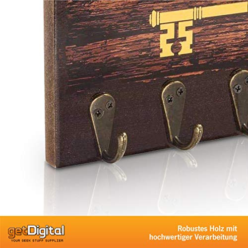 getDigital Colgador para Llaves Alohomora | Organizador Cuelga Llaves Pared con 5 Ganchos de Metal | 21x15cm