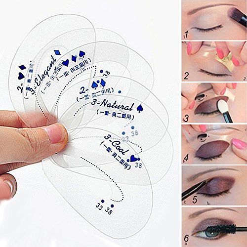 Gezichta - 6 plantillas de sombra de ojos para ayudante de aseo de la moda, sombra de ojos, tarjeta de dibujo, plantilla de maquillaje