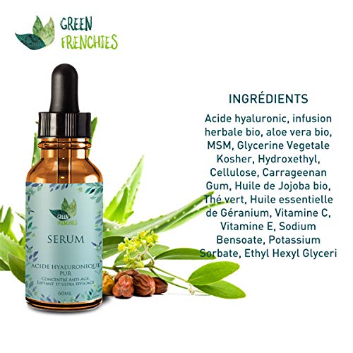 G.F. Sérum ácido hialurónico puro, 60 ml, suero antiedad concentrado más potente 1 =2 antiedad + hidratación, tratamiento antiarrugas facial, Elixir juventud antiojeras
