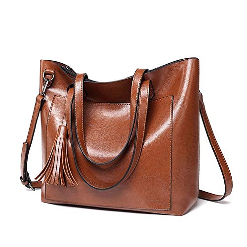 GF- women's bags Bolso de Cuero Suave del Bolso Diagonal Simple del Bolso del Bolso de Las señoras de Gran Capacidad de la Moda (Color : Brown)