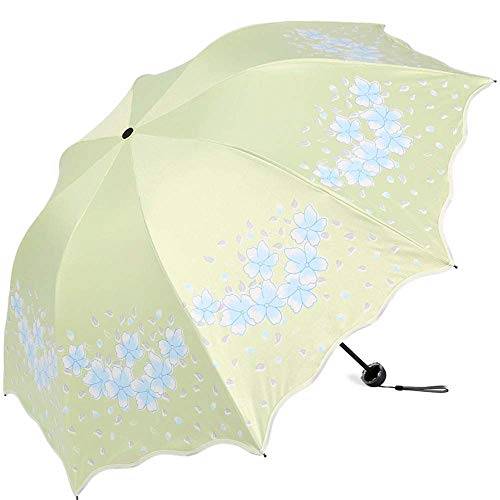 GFF Apagón Completo Golpear Plástico Negro Flor Princesa Paraguas Tres Protectores solares Plegables Sombrilla Anti-UV Secado rápido Paraguas Negro Pequeño Paraguas Grueso (Color: Amarillo)