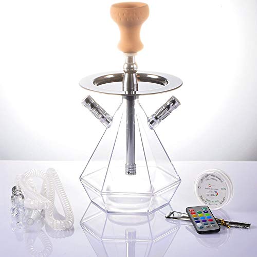gfjfghfjfh Juego de cachimba acrílica para Fumar Manguera de Pipa de Agua Shishas con luz LED Party Club Outdoor