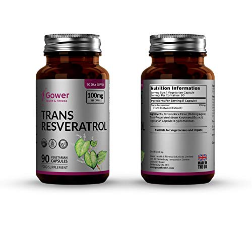 GH Trans Resveratrol 100mg del Extracto de Knotweed Japonés | 90 Capsulas Veganas | Antioxidantes Potentes | Suplemento de Polifenoles de Estilbenoides Naturales | Sin OGM y Sin Gluten