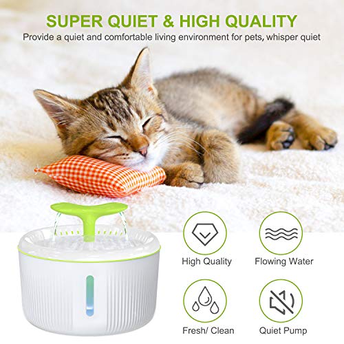 Gifort Fuente de Agua para Gatos, 2L Fuente Bebedero Silencia con 3 Filtros de Carbón Activado, Dispensador de Agua Automático para Mascotas, Perros y Gatos
