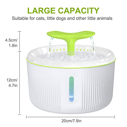 Gifort Fuente de Agua para Gatos, 2L Fuente Bebedero Silencia con 3 Filtros de Carbón Activado, Dispensador de Agua Automático para Mascotas, Perros y Gatos