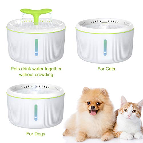 Gifort Fuente de Agua para Gatos, 2L Fuente Bebedero Silencia con 3 Filtros de Carbón Activado, Dispensador de Agua Automático para Mascotas, Perros y Gatos