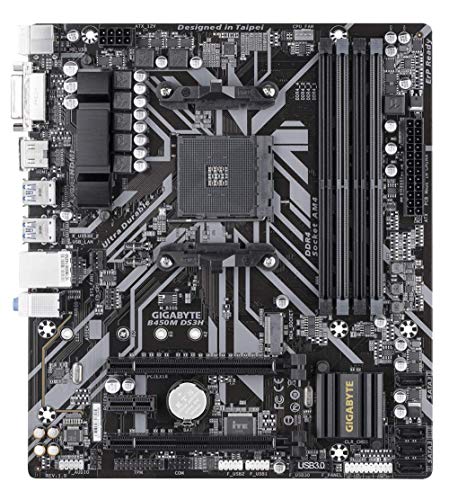 Gigabyte B450M DS3H - Placa Base Ultra Duradera con LAN Realtek GbE con cFosSpeed, PCIe Gen3 x4 M.2, Soporte de Tiras de LED RGB de 7 colores, Resistencia Anti-Azufre, listo para CEC 2019