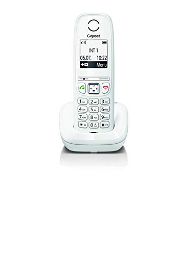 Gigaset AS405 - Teléfono Inalámbrico, Manos Libres, 100 Contactos, Pantalla gráfica iluminada 1.8", letra tamaño grande, Color Blanco