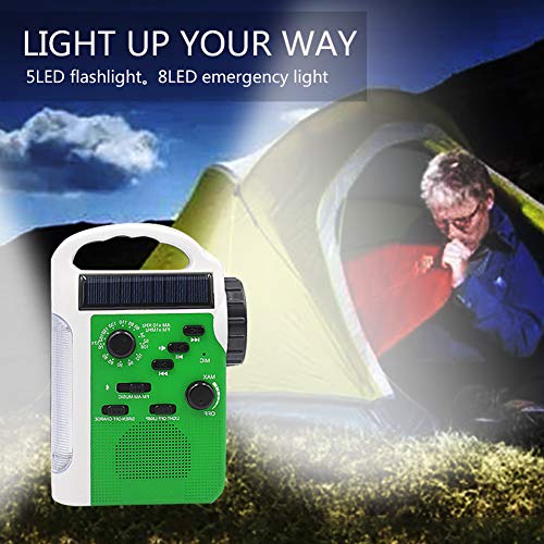 GIKIO Generador De Manivela Solar para Exteriores, Radio De Emergencia 7 En 1, Tarjeta Am/FM/Bluetooth/TF/Luz De Lectura/Luz Led/Energía Móvil De 2000 Mah