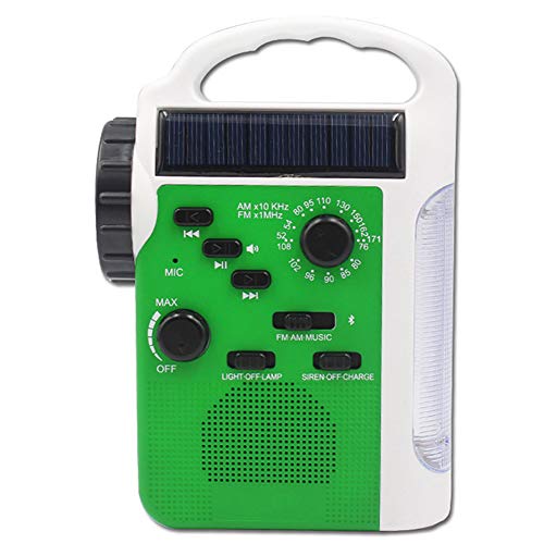 GIKIO Generador De Manivela Solar para Exteriores, Radio De Emergencia 7 En 1, Tarjeta Am/FM/Bluetooth/TF/Luz De Lectura/Luz Led/Energía Móvil De 2000 Mah