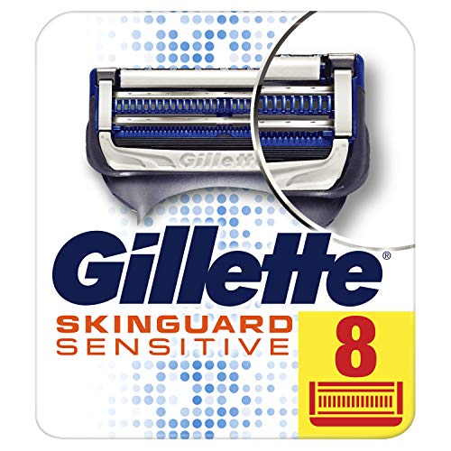 Gillette SkinGuard Sensitive Cuchillas de Afeitar, Paquete de 8 Cuchillas de Recambio