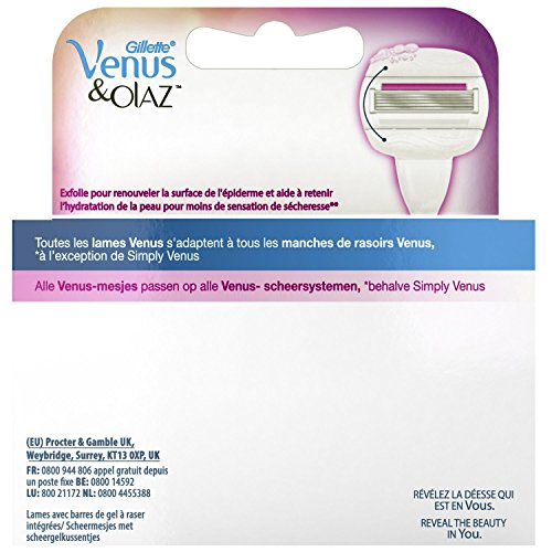 Gillette Venus & Olaz Sugarberry - Paquete de 3 recambios para cuchilla de afeitar para mujer