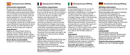 Ginseng coreano 2000mg - ¡Bote para 1 año! - Apto para veganos - 360 comprimidos - SimplySupplements