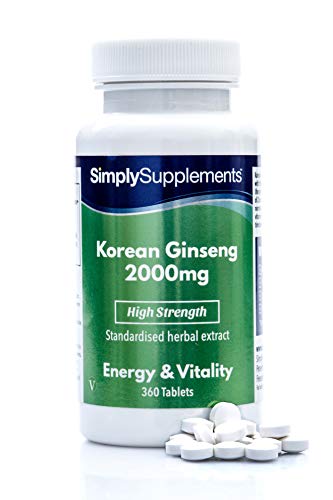 Ginseng coreano 2000mg - ¡Bote para 1 año! - Apto para veganos - 360 comprimidos - SimplySupplements