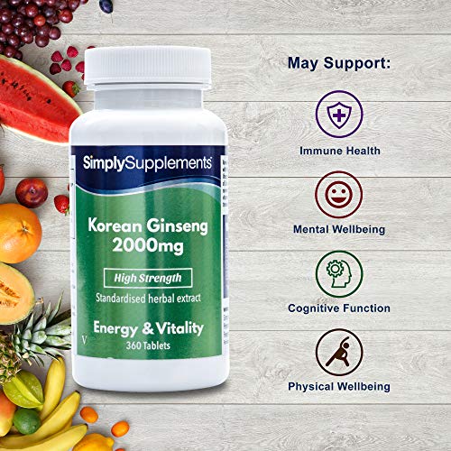 Ginseng coreano 2000mg - ¡Bote para 1 año! - Apto para veganos - 360 comprimidos - SimplySupplements