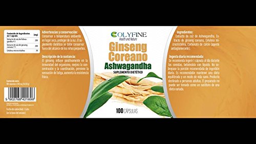 Ginseng Coreano Ashwagandha 100 cápsulas de 545 mg
