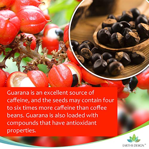 Ginseng Siberiano & Guaraná - 850mg – Alta Concentración para Aumentar la Energía – Extracto 25:1 de Ginseng 300mg | Extracto 4:1 Guaraná 300mg – Para Hombres y Mujeres - 90 Cápsulas de Earths Design