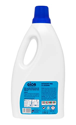 GIOR - Detergente Líquido para Lavadora, Ropa Blanca y de Color - 1950 ml