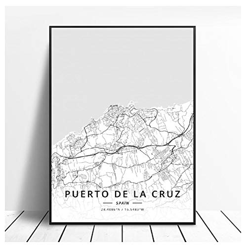 GIRDSS Puerto De La Cruz Sabadell Las Palmas Sevilla Almería Zaragoza España Mapa Poster-50X70cm sin Marco