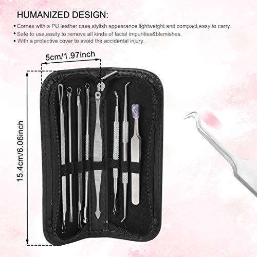 Girls'love talk Herramienta Extractora de Espinillas,Removedor de espinillas,8Pcs Extractor de Comedones para Limpieza de Nariz y Cara con Bolsa de Cremallera