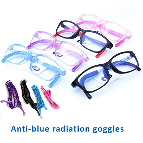 Glasses Gafas Infantiles Anti-Azul 0 °, Ver Ordenador, teléfono móvil. Proteccion de radiacion Anti-UV400, Prevención de la miopía Onda Anti-electromagnetica Gafas Protectoras para niño niña