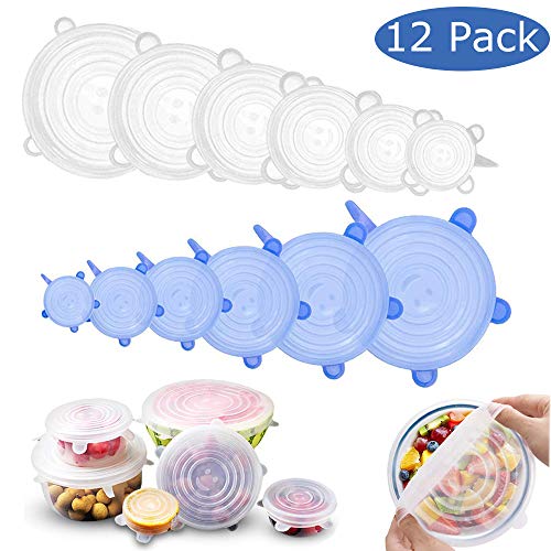 GLEADING Tapa de Silicona para Alimentos, Tapa de Silicona para Alimentos Frescos y sobras: Mantiene la Comida Fresca, Tapa Duradera y Extensible, Adecuada para Varias Formas de contenedores,Boles.