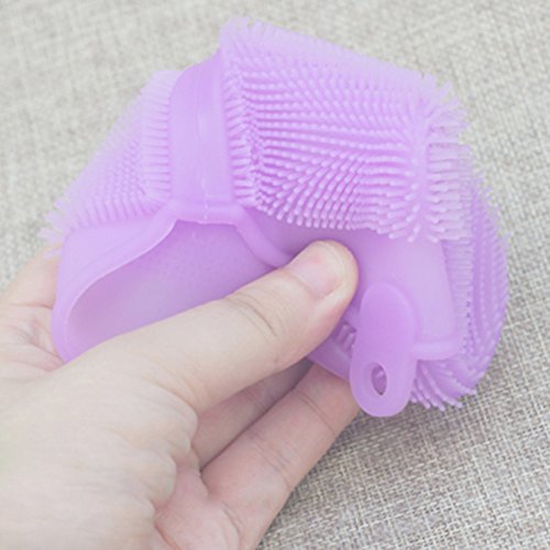 gloryhonor silicona cepillo de baño cuerpo Scrubber baño guante anti celulitis cepillo de ducha exfoliante, silicona, Morado, 13cm x 10cm