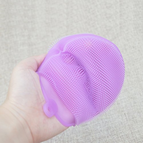 gloryhonor silicona cepillo de baño cuerpo Scrubber baño guante anti celulitis cepillo de ducha exfoliante, silicona, Morado, 13cm x 10cm