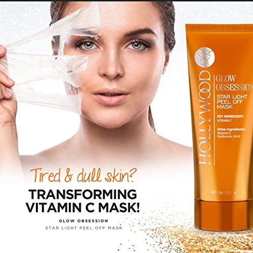 GLOW OBSESSION - Mascarilla Star Light Peel off 400% más FUERTE que grandes competidores con 20% Vitamina C, 10% Ácido Hialurónico, 1% Vitamina E más Aloe Vera, Colágeno y aceite de Jojoba. 100ml
